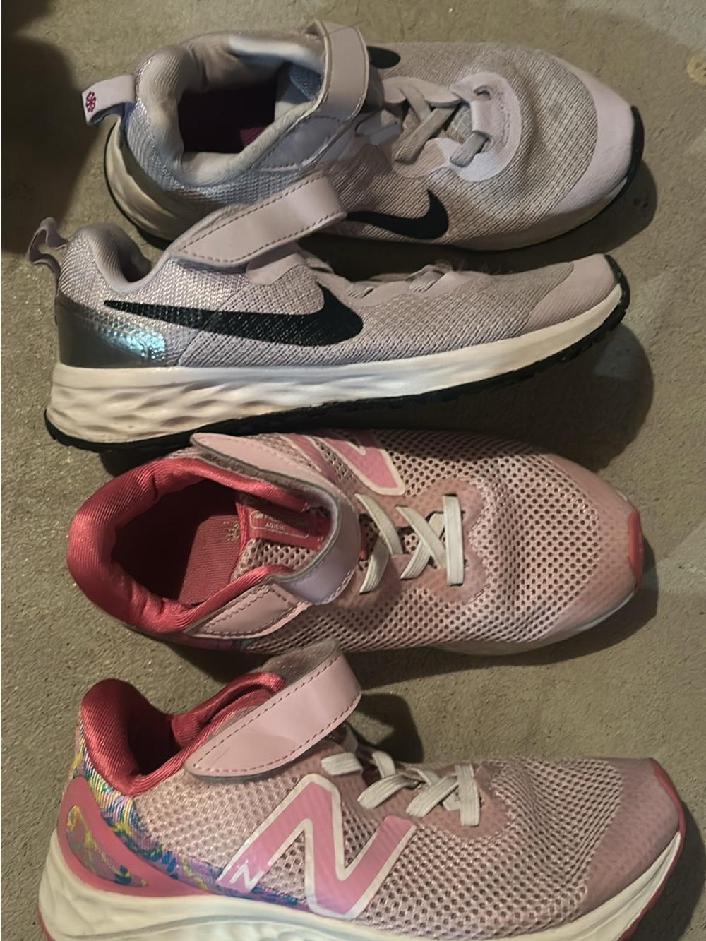 Nike Kids Pink and Light Gray Velcro Athletic Sneakers